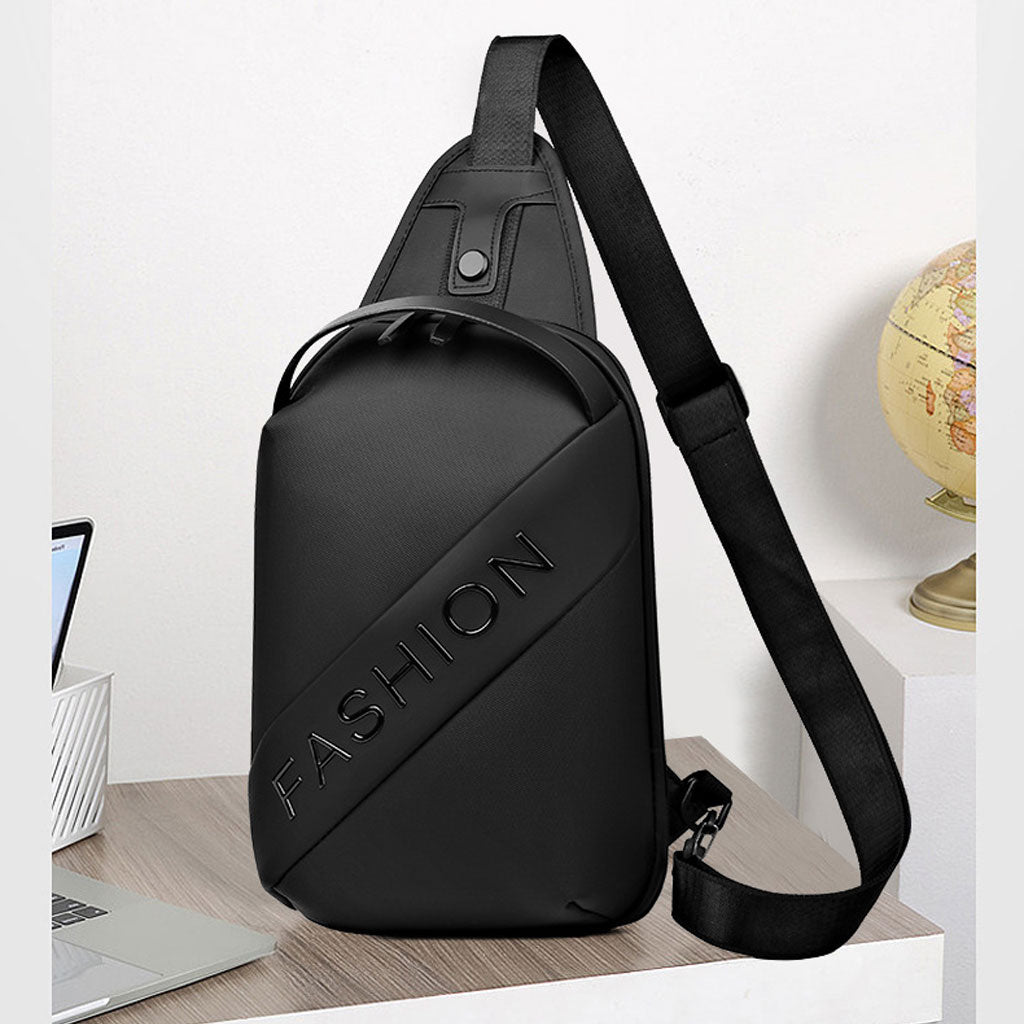 Fashion Black Sac de poitrine décontracté pour hommes avec bandoulière LX068 - Gris