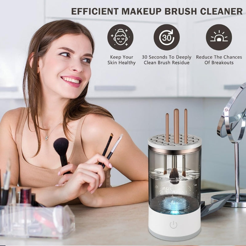 Machine de nettoyage de pinceaux maquillage électrique portable 3en1 - منظف ومجفف فرش المكياج الأوتوماتيكي