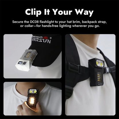Lampe torche à clip pour chapeau à haute luminosité avec base magnétique – مصباح مغناطيسي عالي السطوع
