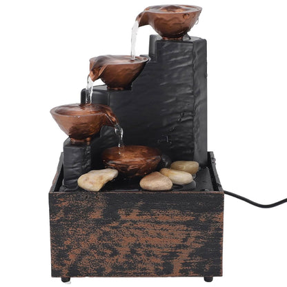 Fontaine à eau cascade avec éclairage LED pour décoration intérieure et ambiance V1