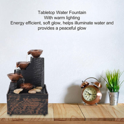 Fontaine à eau cascade avec éclairage LED pour décoration intérieure et ambiance V1