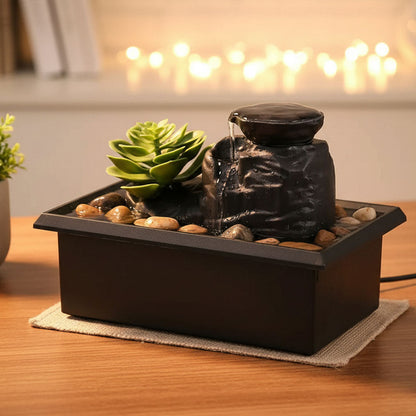 Fontaine à eau cascade avec éclairage LED pour décoration intérieure et ambiance V2 - تنزوت