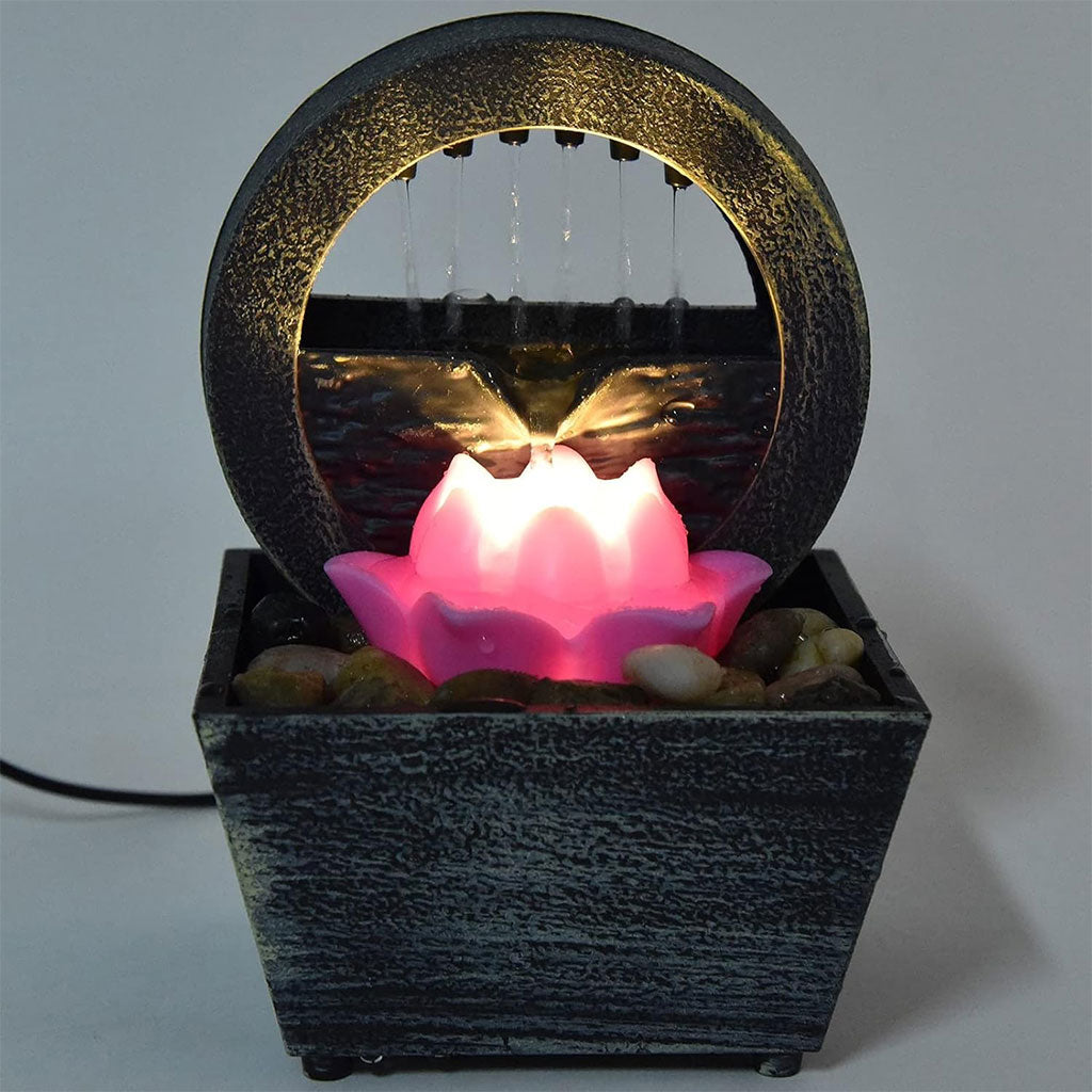 Fontaine à eau cascade avec éclairage LED pour décoration intérieure et ambiance V3