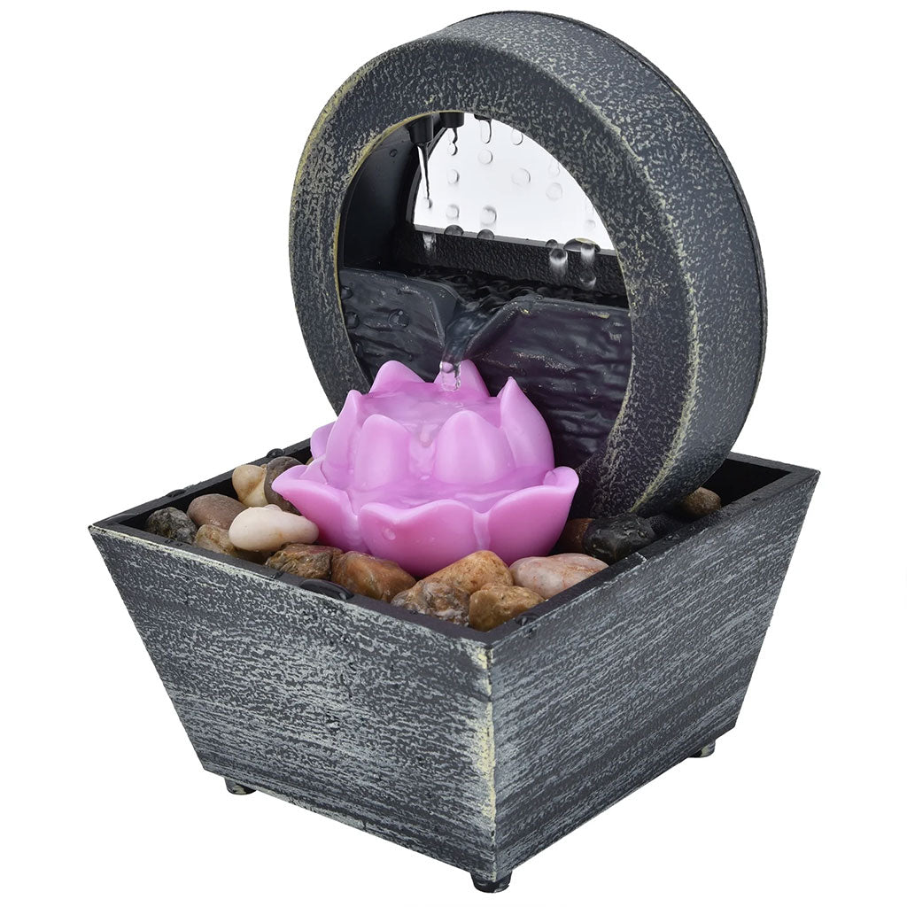 Fontaine à eau cascade avec éclairage LED pour décoration intérieure et ambiance V3