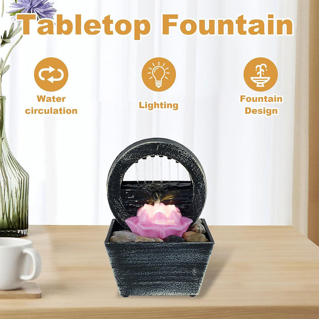 Fontaine à eau cascade avec éclairage LED pour décoration intérieure et ambiance V3