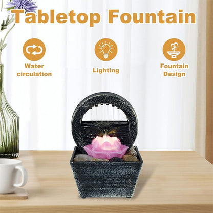 Fontaine à eau cascade avec éclairage LED pour décoration intérieure et ambiance V3