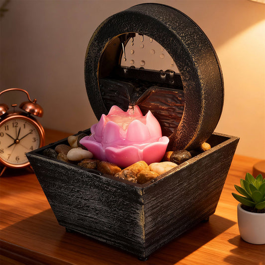 Fontaine à eau cascade avec éclairage LED pour décoration intérieure et ambiance V3 - تنزوت