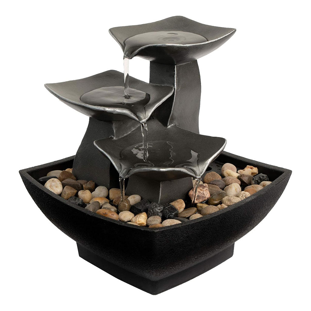 Fontaine à eau cascade avec éclairage LED pour décoration intérieure et ambiance V4
