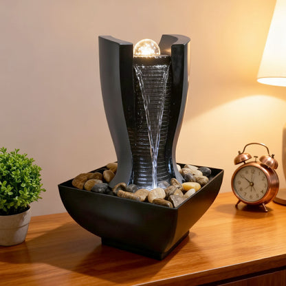 Fontaine à eau en forme de tour cascade avec boule de cristal et éclairage LED V6 - تنزوت