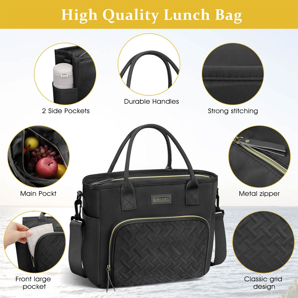 FRISCHE Sac à Lunch Isotherme pour femmes à grande capacité 18L – حقيبة طعام حافظة للحرارة والبرودة