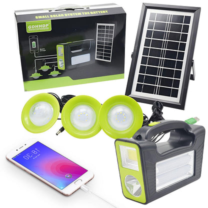 Kit Panneau Solaire portable avec Torche LED Rechargeable et 3 Lampes – طقم مصباح يعمل بالطاقة الشمسية - تنزوت
