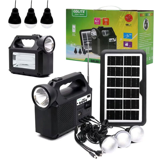 Système d’Éclairage Solaire avec Haut Parleur Bluetooth GDLITE GD8017 – طقم إنارة بالطاقة الشمسية مع مكبر صوت بلوتوث - تنزوت