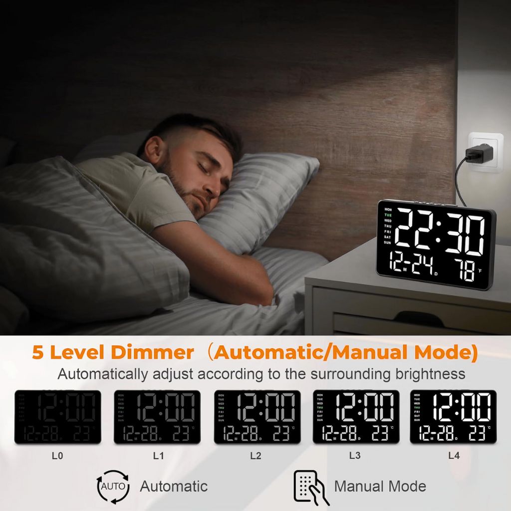 Réveil Numérique avec Grand Écran LED 7,2" – منبه رقمي بشاشة كبيرة