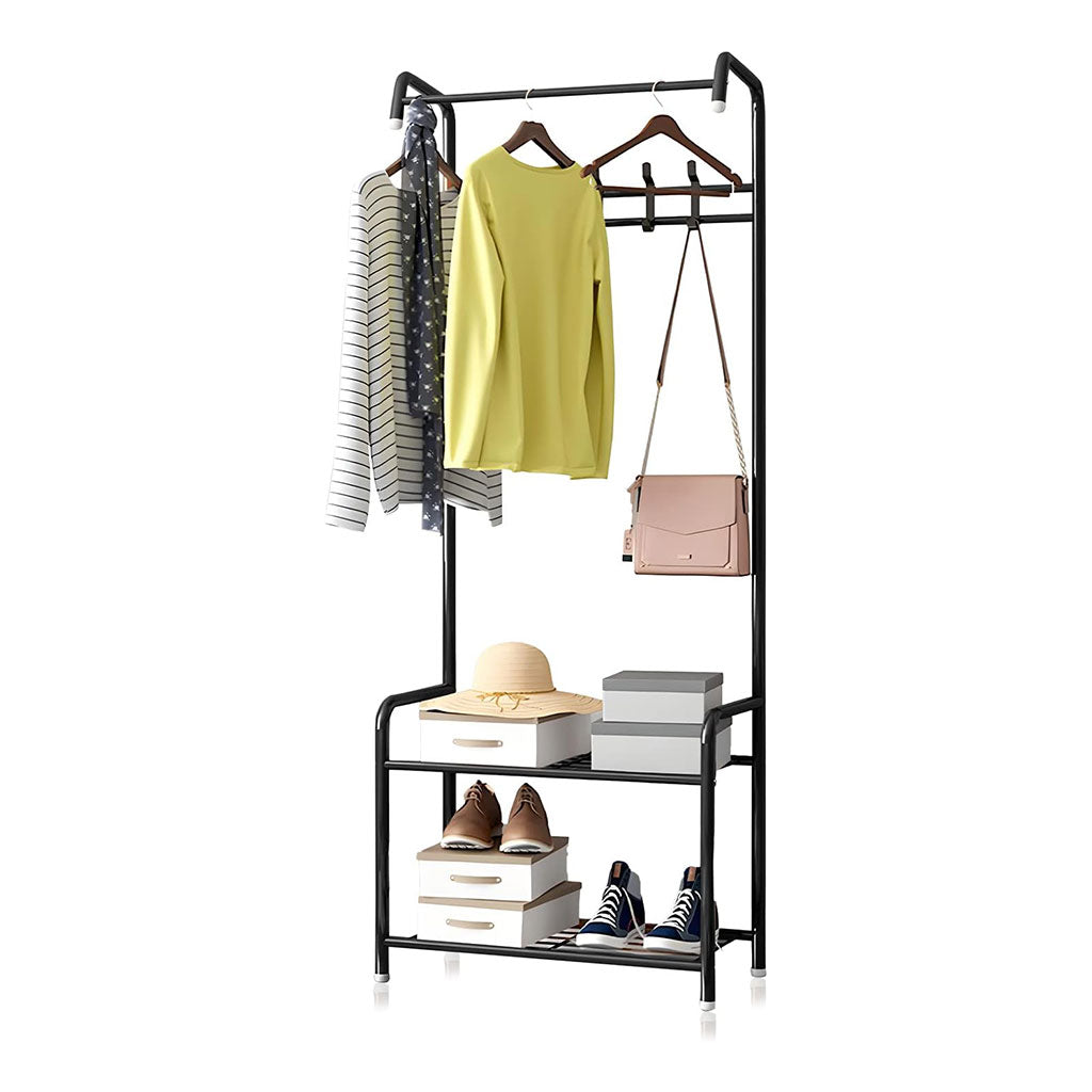 Porte Manteau et Organisateur de Chaussures en Métal avec Cintres – علاقة ملابس ومنظم أحذية 2في1
