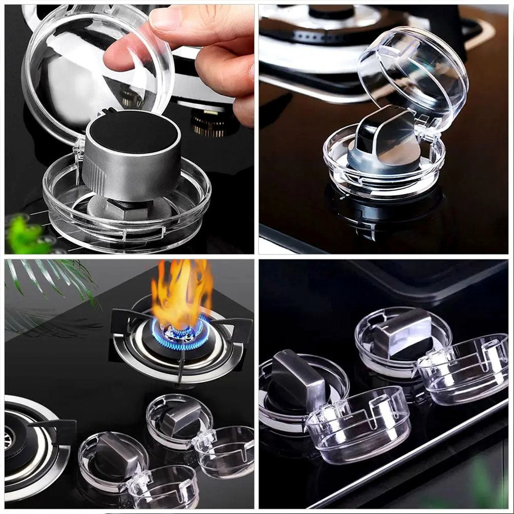 Pack de 4Pcs protections transparentes universelles pour boutons de cuisinière à gaz – طقم أغطية أزرار موقد الطبخ