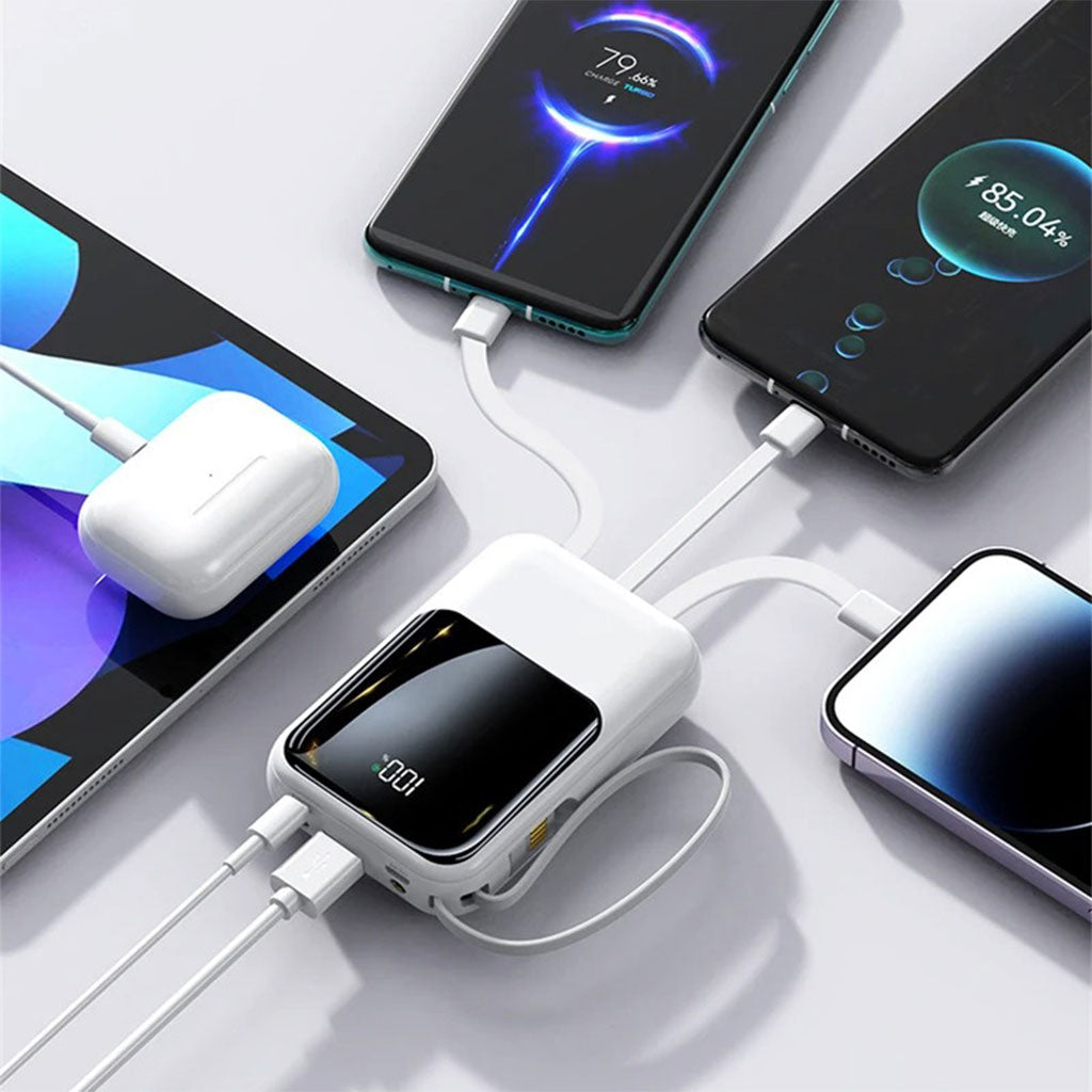 Power Bank Fast Charge Gevo 10000mAh avec Cable intégré LCD Screen – باور بانك سعة 10000ميلي أمبير مع كابلات شحن مدمجة