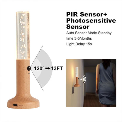 Applique murale rechargeable en bois avec détecteur de mouvement effet glow – مصباح جداري محمول