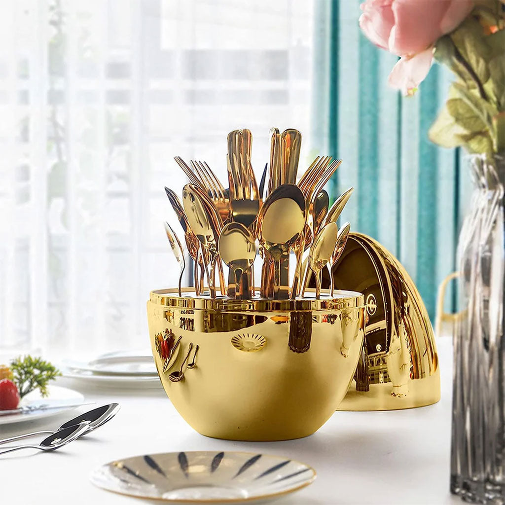 Serie Ensemble De Couverts Créatifs En Forme De Œuf Dorée 24Pcs – طقم أدوات المطبخ