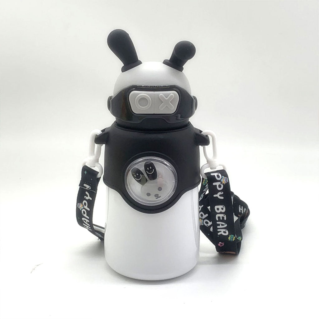 Bouteille Thermos en Acier Inoxydable 500 ml avec Paille, Motif Lapin pour Enfants
