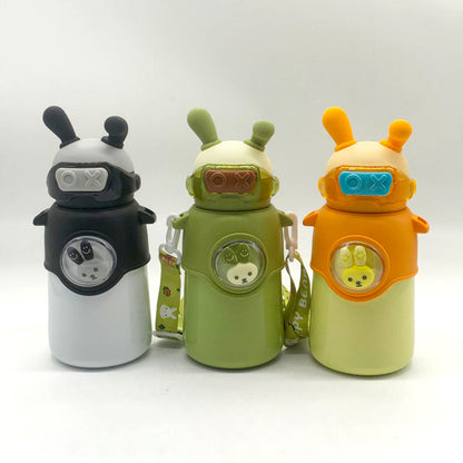 Bouteille Thermos en Acier Inoxydable 500 ml avec Paille, Motif Lapin pour Enfants