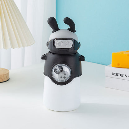 Bouteille Thermos en Acier Inoxydable 500 ml avec Paille, Motif Lapin pour Enfants