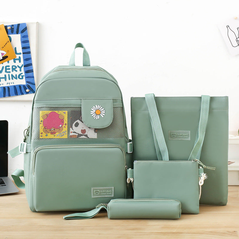 Ensemble de sacs d’école Kawai pour adolescents 4Pcs Guiyu V4 Vert – محفظة 4 قطع كاواي أخضر تنزوت