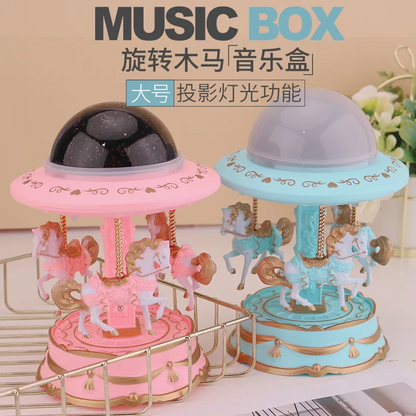 Carrousel Music Box avec projecteur ciel étoilé