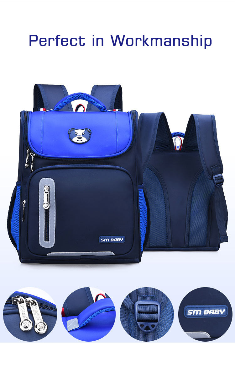 Sac à Dos orthopédique d’école primaire pour Enfant Garçon et Fille Étanche – Bleu