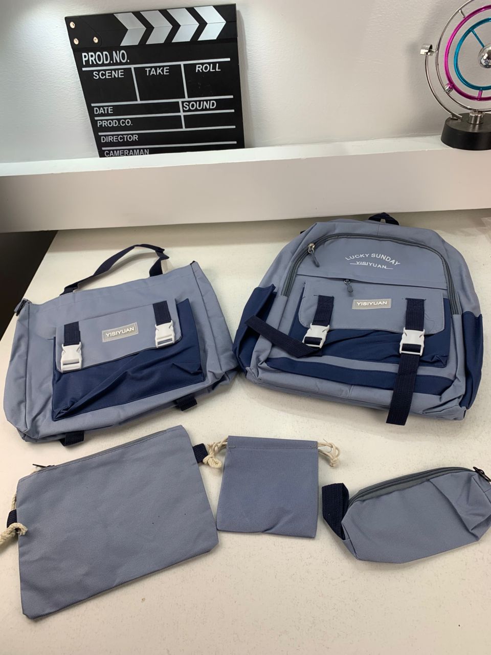 Ensemble de sacs d’école Kawai pour adolescents 5Pcs YISIYUAN Bleu – محفظة 5 قطع كاواي أزرق