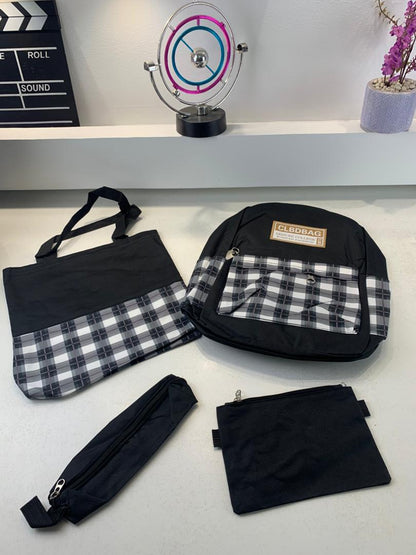 Ensemble de sacs d’école Kawai pour adolescents 4Pcs CLBD V4 Noir – محفظة 4 قطع كاواي أسود