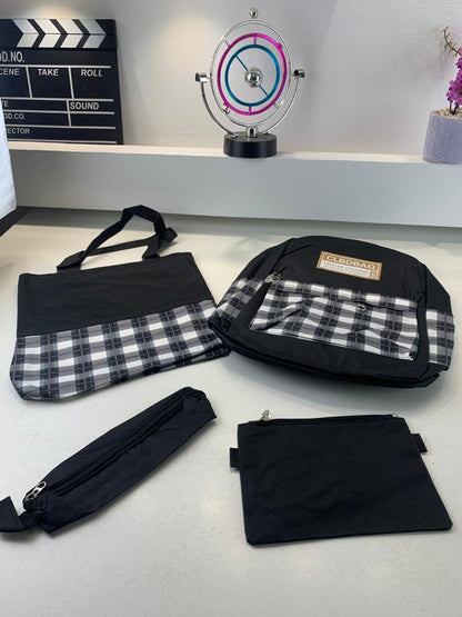 Ensemble de sacs d’école Kawai pour adolescents 4Pcs CLBD V4 Noir – محفظة 4 قطع كاواي أسود