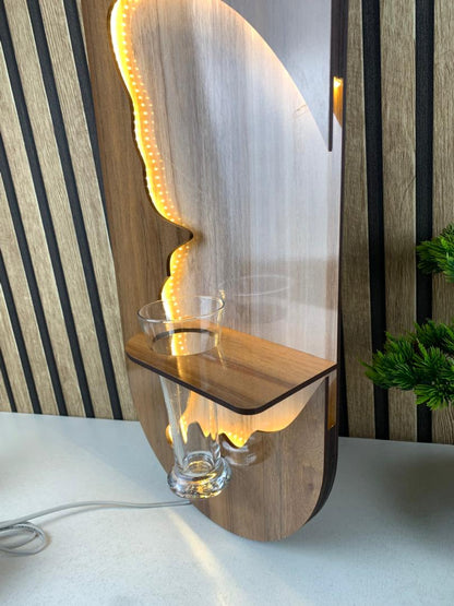 Panneau Mural Décoratif avec Éclairage LED Design Moderne en Bois V1