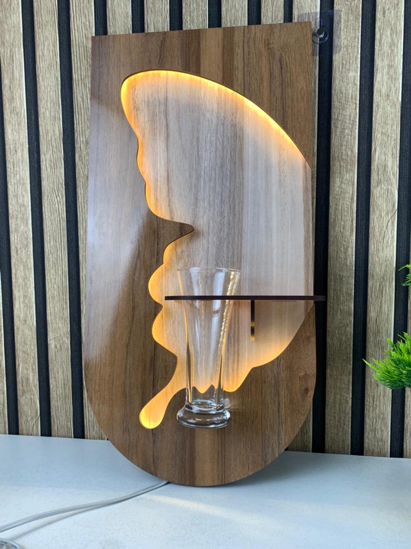 Panneau Mural Décoratif avec Éclairage LED Design Moderne en Bois V1
