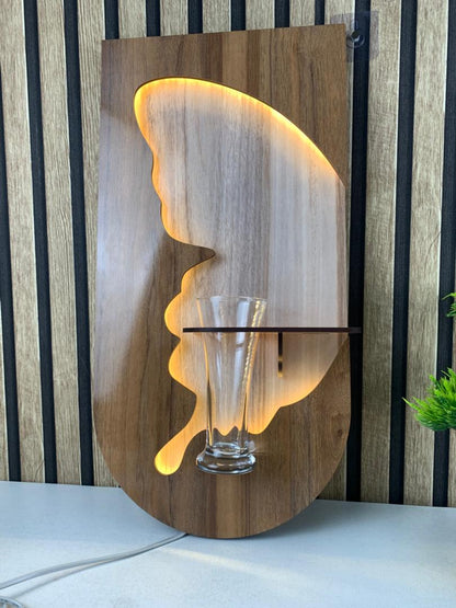 Panneau Mural Décoratif avec Éclairage LED Design Moderne en Bois V1