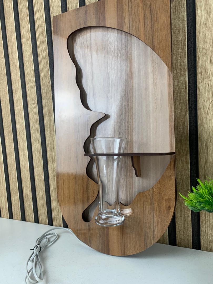 Panneau Mural Décoratif avec Éclairage LED Design Moderne en Bois V1