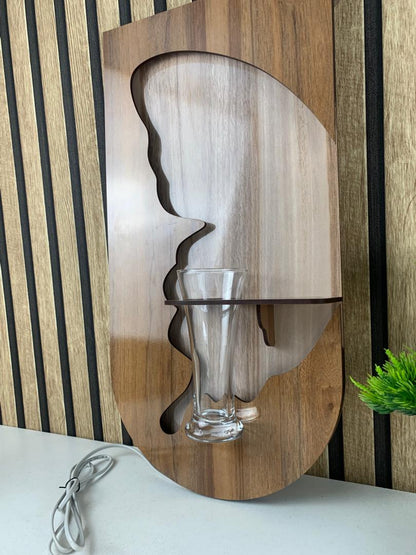 Panneau Mural Décoratif avec Éclairage LED Design Moderne en Bois V1