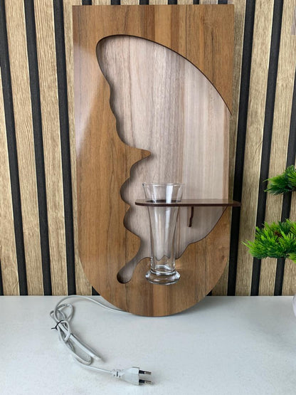 Panneau Mural Décoratif avec Éclairage LED Design Moderne en Bois V1