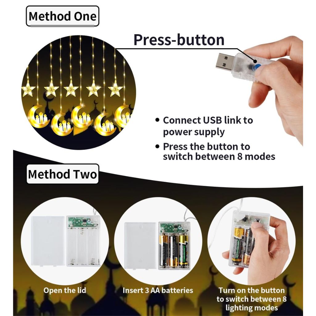 Lampe Décorative Ramadan &amp; Eid 3m 10pcs – مصابيح رمضان والعيد