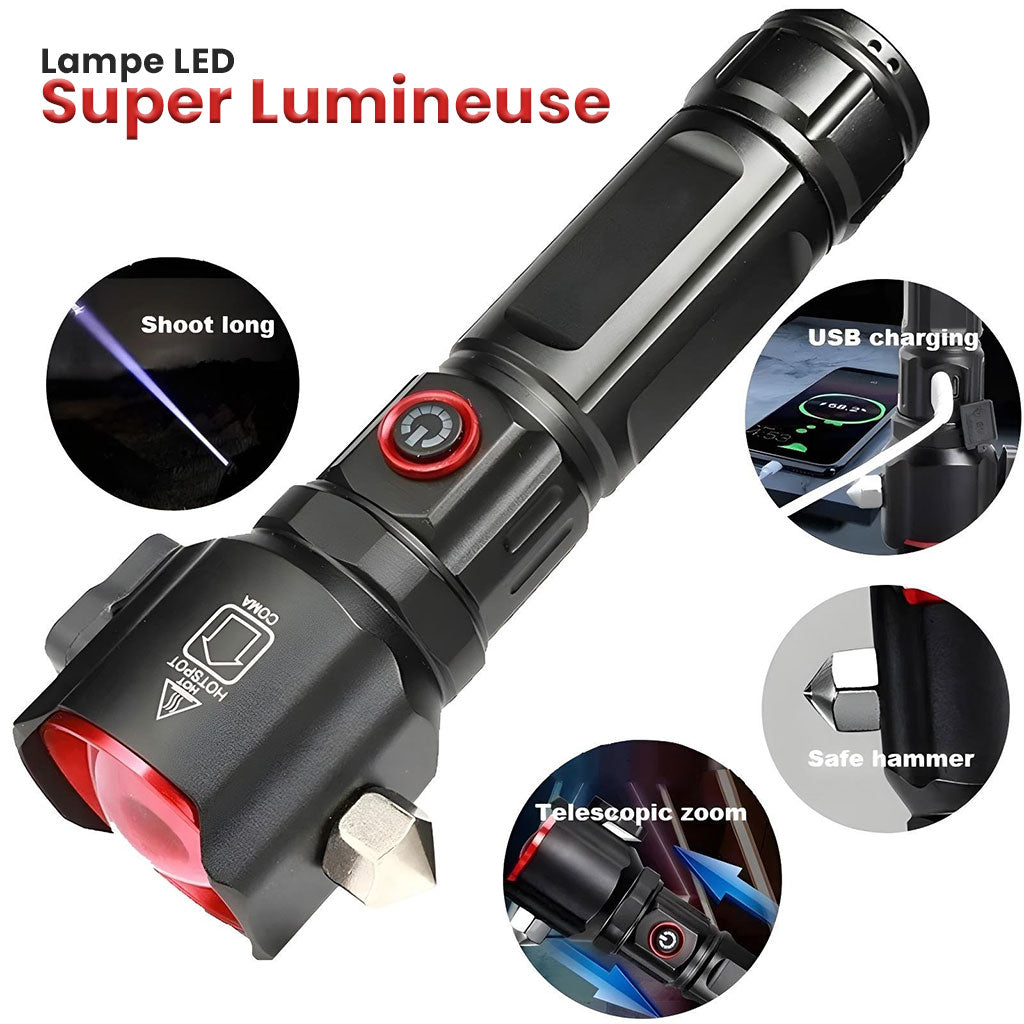 Lampe Torche Multifonctionnel LED Puissante Rechargeable par USB Avec PowerBank – طورش عالي السطوع تنزوت
