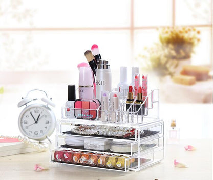 Boîte de rangement de maquillage acrylique avec 3 tiroirs