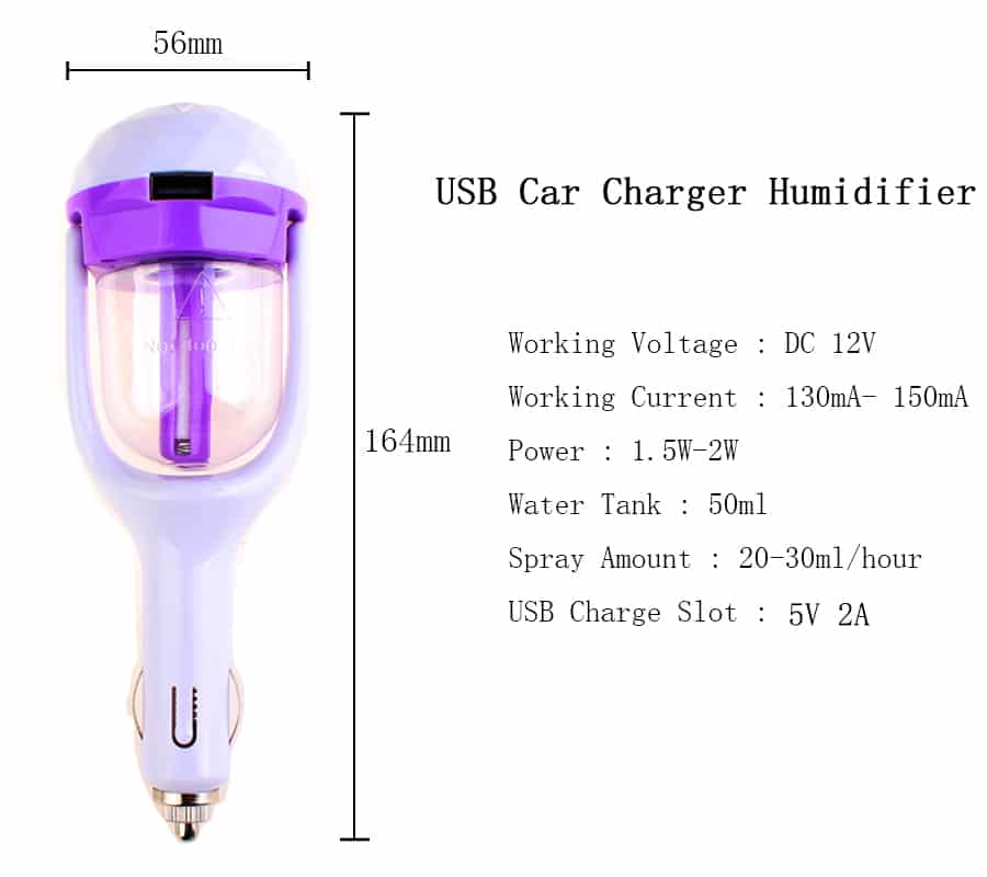 humidificateur d'air à vapeur 2en1 Usb Charger pour voiture