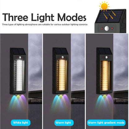 Lanterne Murale Solaire avec Lumière Colorées et Détecteur de Mouvements – مصباح خارجي يعمل بالطاقة الشمسية