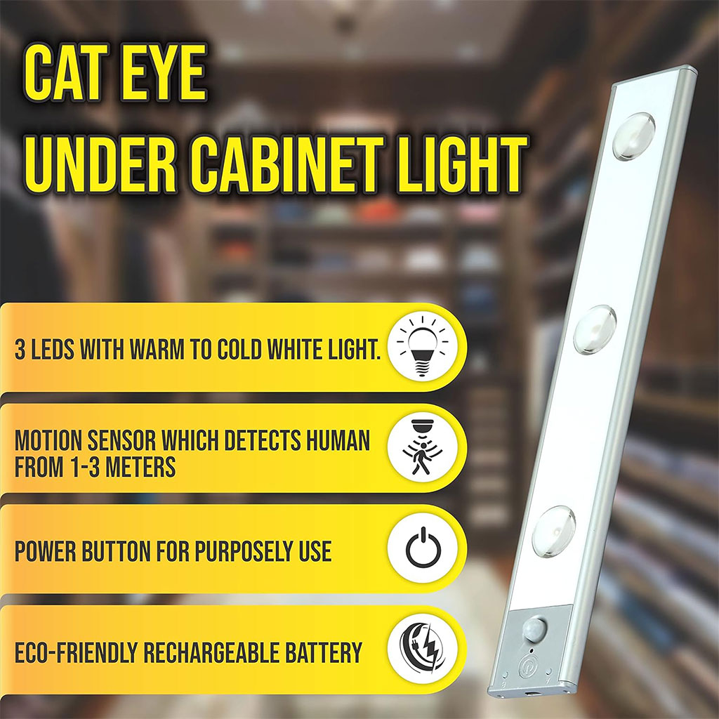 Lampe LED Rechargeable avec Détecteur De Mouvement Intérieur 3 Modes – مصباح مناطق ضيقة بعدة أوضاع