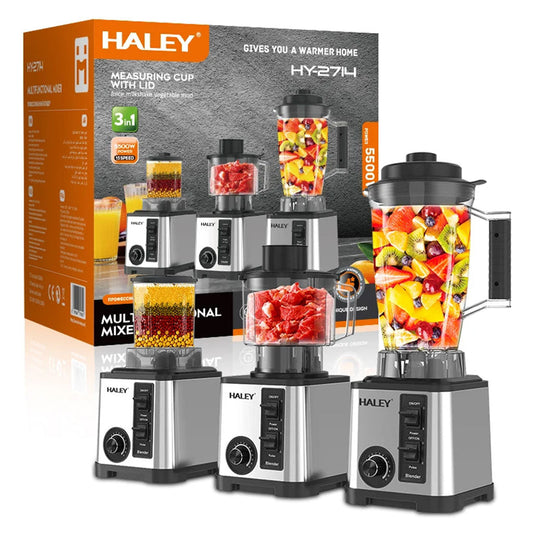 Blender Mixeur Electrique 3 En 1 Avec Mini Hachoir Et Moulin HALEY HY-2714 – خلاط كهربائي 3 في 1 مع مفرمة ومطحنة - تنزوت