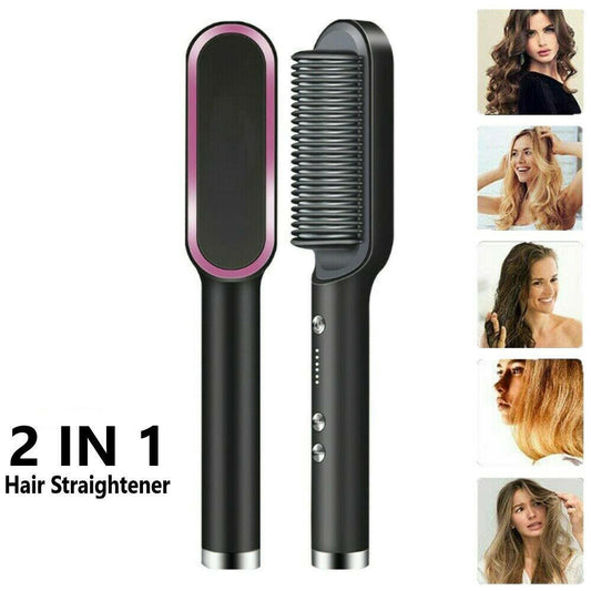 Brosse à cheveux chauffante en céramique 6 niveaux de chaleur 360° – Lisseur HQT-909B تنزوت