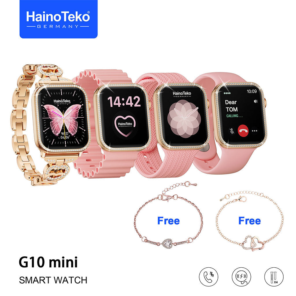 Haino Teko Germany G10 Mini Amoled Display 4 paires de bracelets – ساعة ذكية للنساء