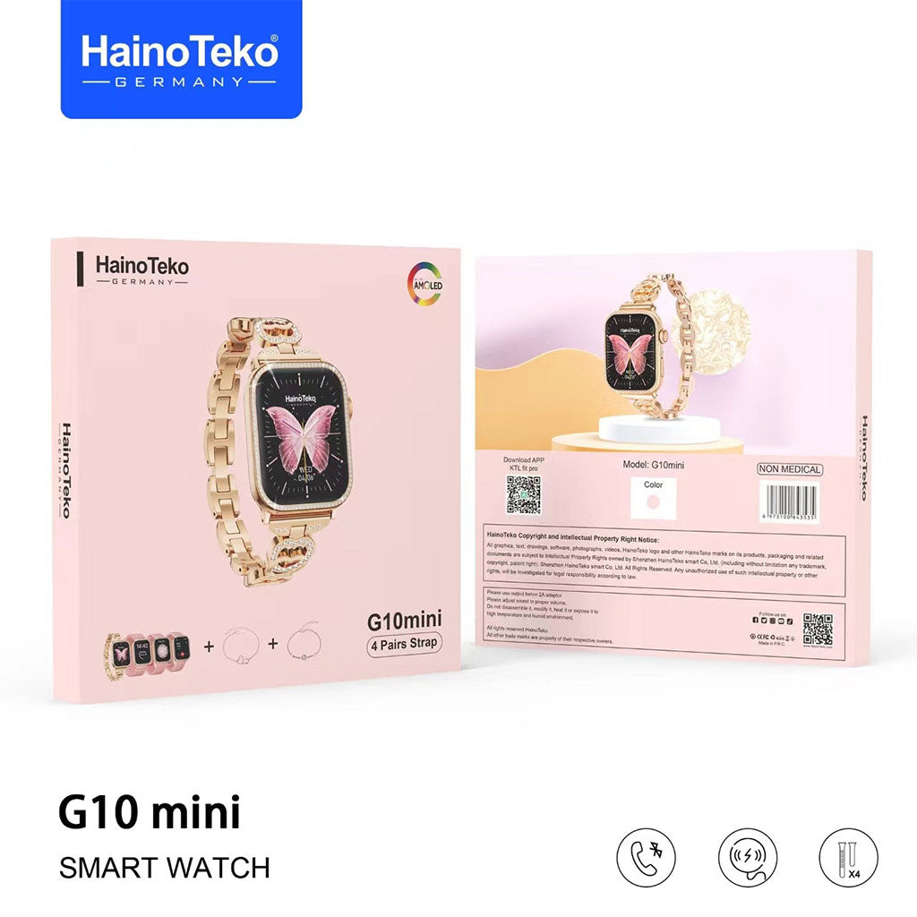 Haino Teko Germany G10 Mini Amoled Display 4 paires de bracelets – ساعة ذكية للنساء