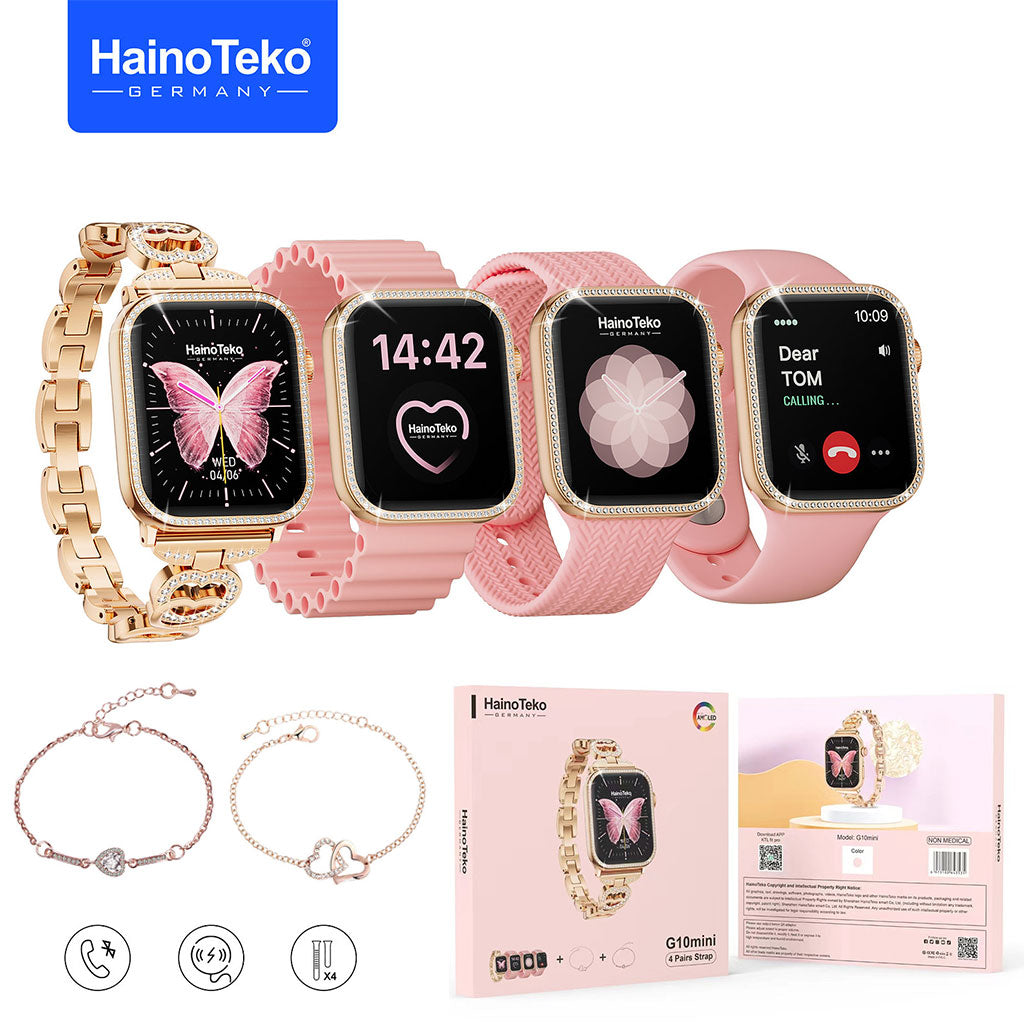 Haino Teko Germany G10 Mini Amoled Display 4 paires de bracelets – ساعة ذكية للنساء تنزوت