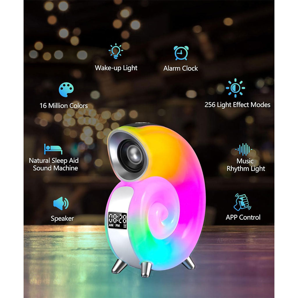 Lampe de Table avec Haut-parleur Bluetooth RGB – مكبر صوت ومنبه على شكل محارة