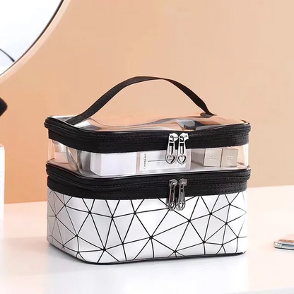 Trousse de maquillage et cosmétiques double couche étanche V1